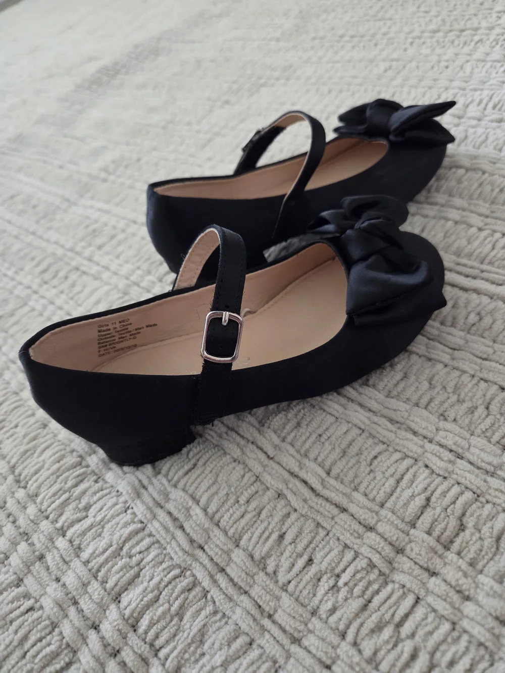 Girls Black Mary Jane Flats with Bow -